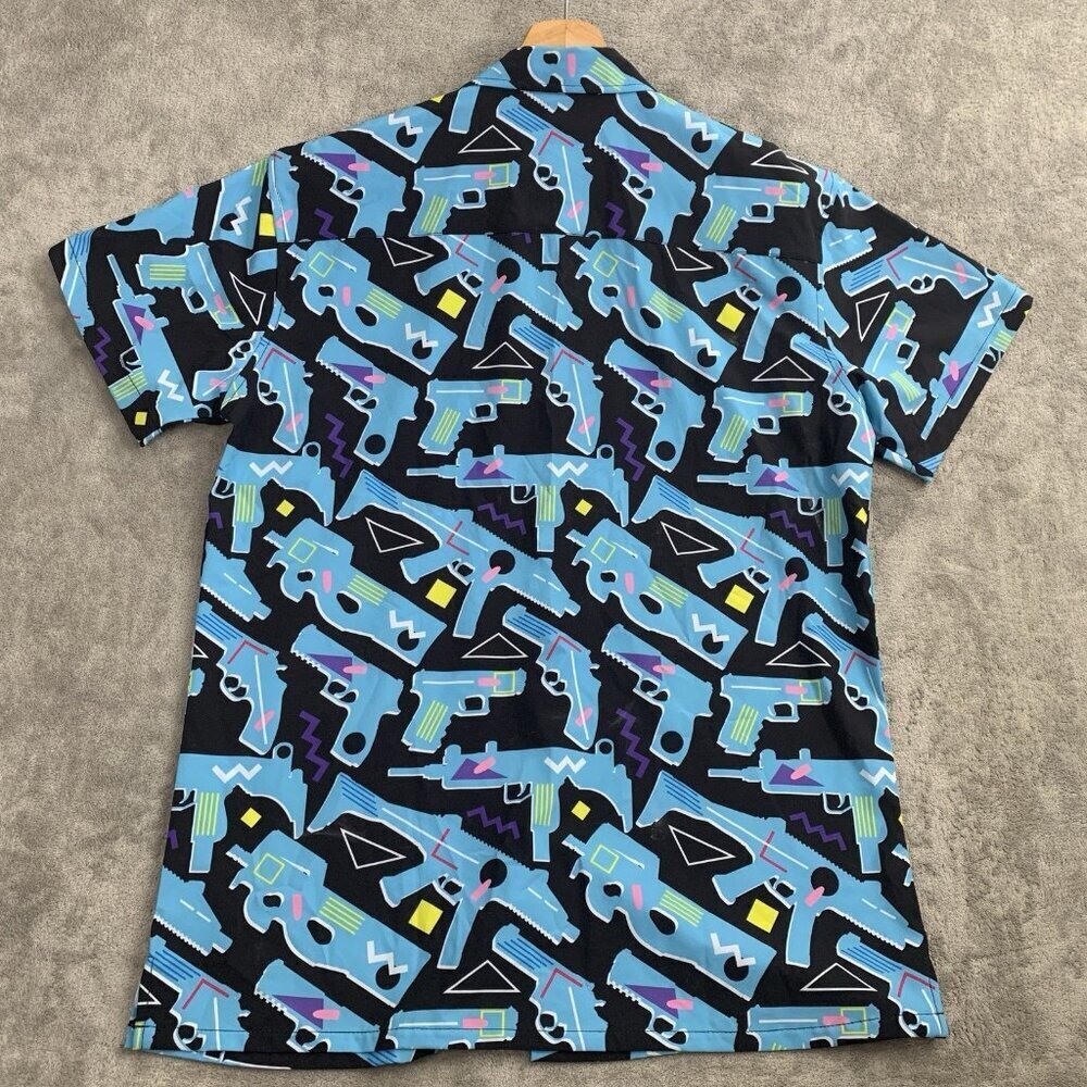 RETRO RIFLE The 80 Shirt Mens Size Large Blue Short Sleeve Button Down Casual - Picture 7 of 8